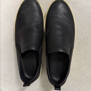 ECCO Men's Black Leather Slip-Ons with Cream Sole